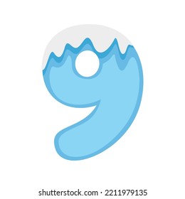 Nieve número 9, ilustración vectorial