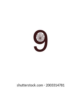 Number 9  with spider web icon design template vector illustration