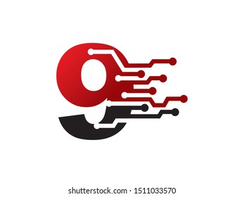 Number 9 technology logo or symbol template design