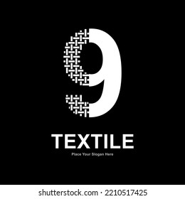 Number 9 textile pattern and sewing logo vector design. Suitable for business, textile fabric, initial name, fashion, and knitting