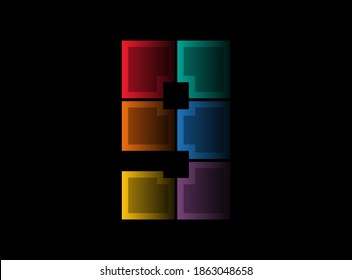 Number 9 vector design, colorful font logo. Dynamic split multicolor design on black background. For social media, design elements, creative poster, web template    