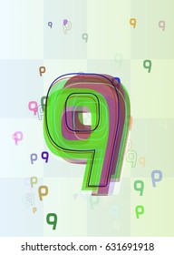 Number 9 vector elements