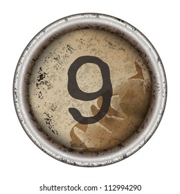 Number 9 vector grunge typewriter key