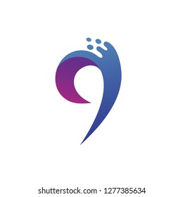 Number 9 Wave Logo Vector