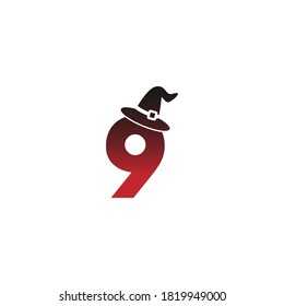 Number 9 witch hat concept design Illustrator