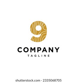 Number 9 Wood carpentry logo icon vector template.eps