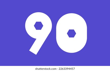 Nummer 90 Blue Tech Modern Hexagon Logo