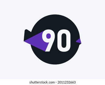 Imagen vectorial de diseño de icono del logotipo de número 90