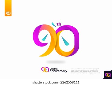 Number 90 logo icon design, 90th birthday logo number, 90th anniversary.