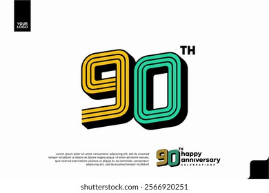 Number 90 logo icon design, 90th birthday logo number, anniversary 90