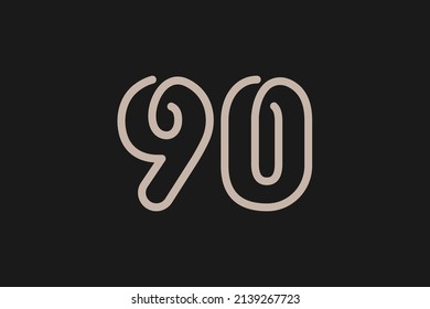 Nummer 90 Logo, Monogram Number 90 Line Style, verwendbar für Jubiläumslogos und Firmenlogos, flaches Design-Logo-Template, Vektorgrafik