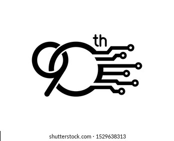 Number 90 logo or symbol template design
