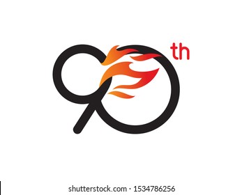 Number 90 logo or symbol template design