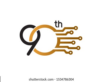 Number 90 logo or symbol template design