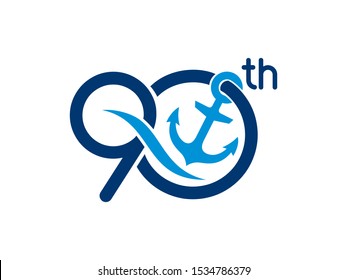 Number 90 logo or symbol template design