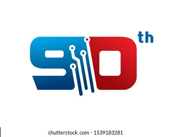 Number 90 logo or symbol template design