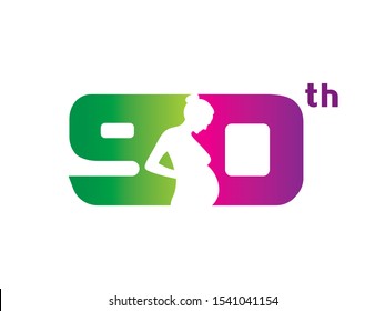 Number 90 logo or symbol template design