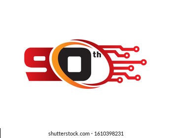 Number 90 logo or symbol template design