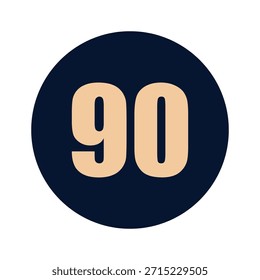 eine Zahl 90 auf blauem Hintergrund, Symbol, Vektordesign
