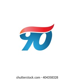 number 90 swoosh design template logo blue red