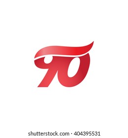 number 90 swoosh design template logo red