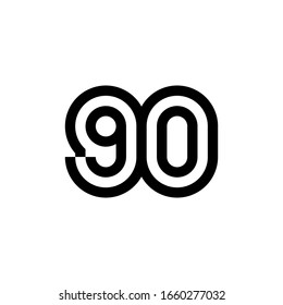 Nummer 90 Vektorillustration Icon Design für Website, Infografik, Broschüre, Cover, Feierlichkeiten, Einladung, Gruß, Web-Vorlage.