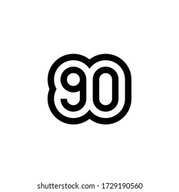 Number 90 vector icon design. Vector illustration.
