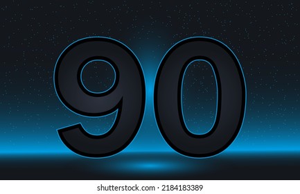 Number 90 vector. Luxury blue number 90 with luxurious modern background. vector design for celebration, invitation card and greeting card