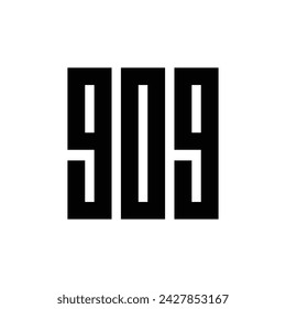 Number 909 monogram logo design, black on white background