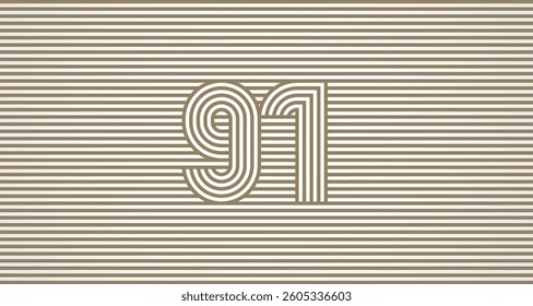 Number 91 logo design Inspiration, Number 91 logo multi line style that blends into the line background, flat design logo template, vector illustration