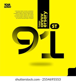 Number 91 logo icon design, 91st anniversary logotype