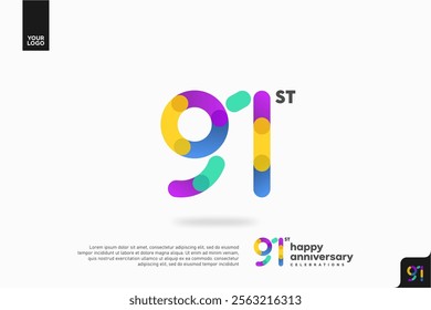 Number 91 logo icon design, 91st birthday logo number, anniversary 91