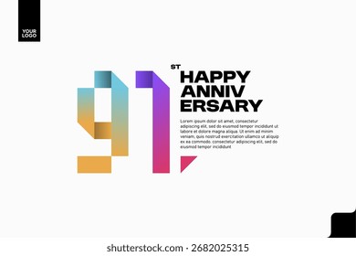 Número 91 logotipo ícone design, 91º aniversário logotipo número, aniversário 91