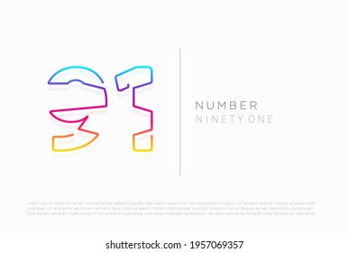 Number 91 ninety one logo icon design, vector template