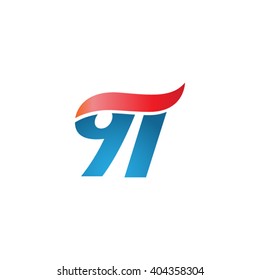 number 91 swoosh design template logo blue red