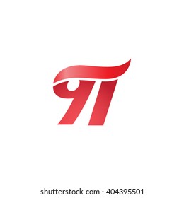 number 91 swoosh design template logo red