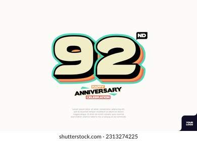 Number 92 logo icon design, 92nd birthday logo number, anniversary 92