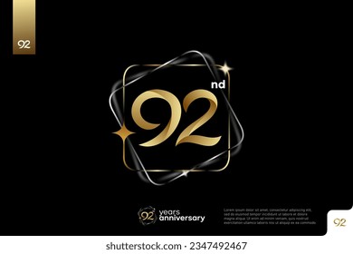 Nummer 92 Logo-Icon-Design, 92. Geburtstag-Logo-Nummer, Jubiläum 92
