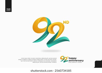 Number 92 logo icon design, 92nd birthday logo number, anniversary 92