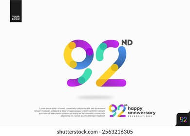 Number 92 logo icon design, 92nd birthday logo number, anniversary 92