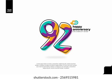Number 92 logo icon design, 92nd birthday logo number, anniversary 92