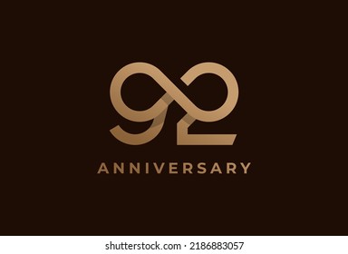 Number 92 Logo, Number 92 with infinity icon combination, can be used for birthday and business logo templates, flat design logo, vector illustration