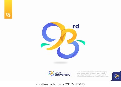 Diseño del icono del logo número 93, número del logotipo de cumpleaños número 93, aniversario 93