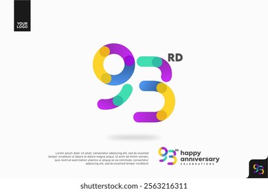 Number 93 logo icon design, 93rd birthday logo number, anniversary 93