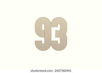 Number 93 Logo. Monogram Number 93 logo multi line style. usable for business logos and anniversary. flat design logo template. vector illustration