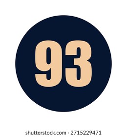 a number 93 on a blue background icon vector design