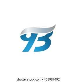 number 93 swoosh design template logo blue gray