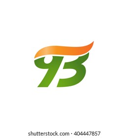 number 93 swoosh design template logo green orange