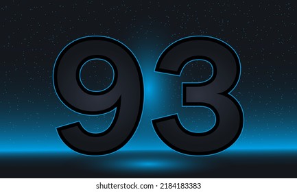 Número 93 vector. Lujo azul número 93 con un lujoso fondo moderno. diseño vectorial para celebración, tarjeta de invitación y tarjeta de saludo