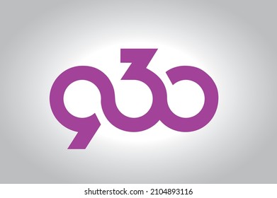 Number 930 Branding Logo. Numeric Illustration or vector. Monogram 930. Vector logo. Logo Design Template. Modern typography. Business Logo. Continuous line design graphic style